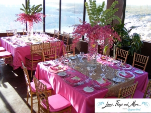 Sunset DaMonalisa Pink and gold wedding decor Los Cabos