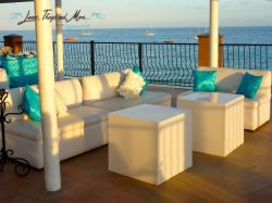Turquoise lounge set-up in Cabo