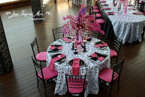 Black and white and pink wedding decor Cabo
