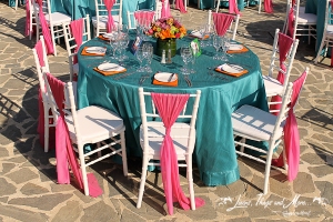 Turquoise, Fuchsia and orange wedding decor- Melia Cabo Real